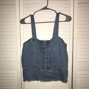 American Eagle Denim Lace Up Tank Top